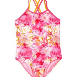 Limited Too Girls Pink & Orange Tie-Dye Unicorn One-Piece Swimsuit--size 4